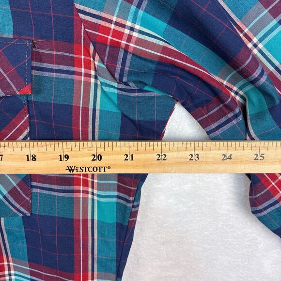 VTG 70s 80s Saddle King Western Pearl Snap Shirt Men M 15.5 Plaid Cowboy USA - Picture 4 of 8